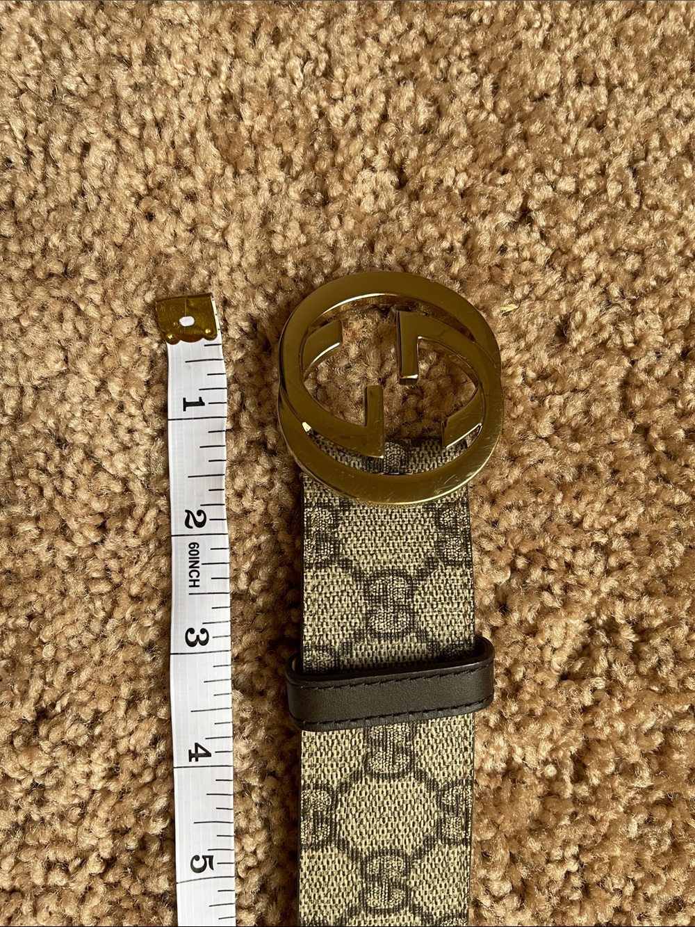 Gucci Interlocking GG Supreme Canvas Leather Belt Beige Women’s US 85/34 - Picture 14 of 16
